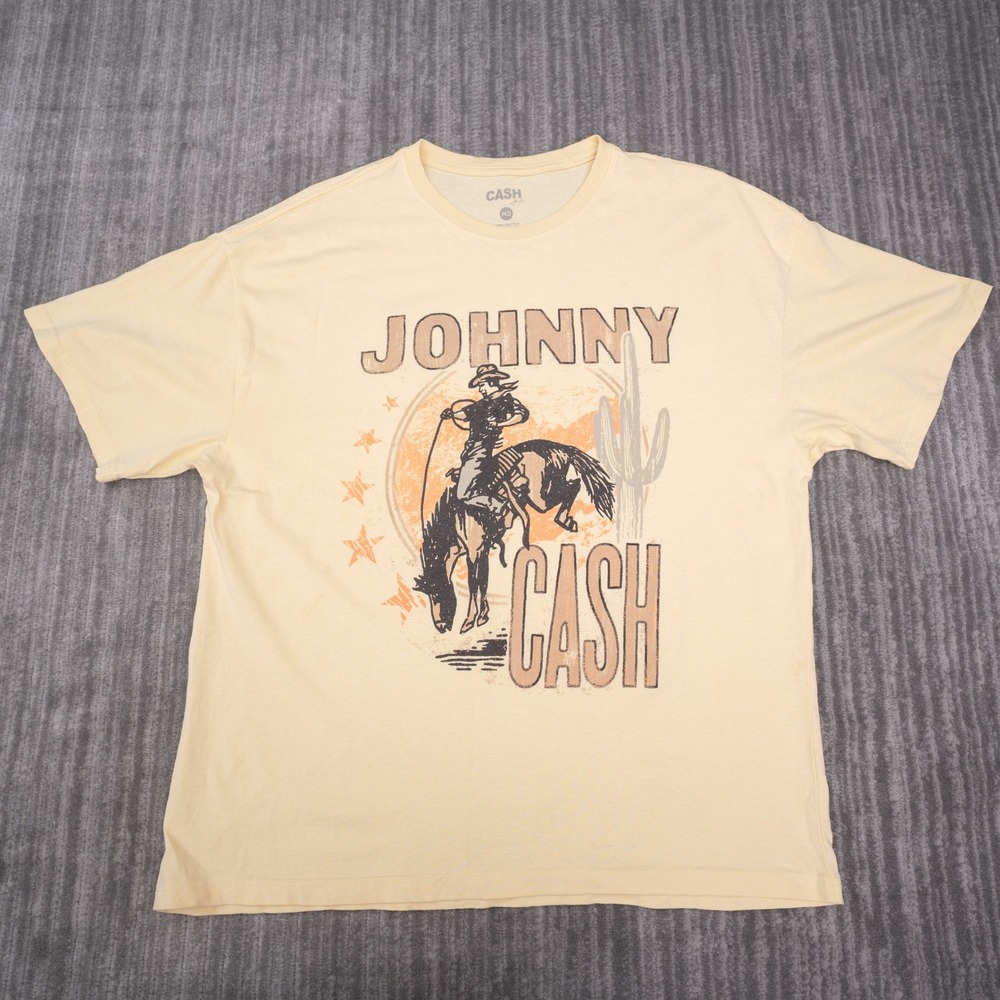 Johnny Cash T-Shirt Mens Medium Cream Excellent Graphic Western Cotton Tee